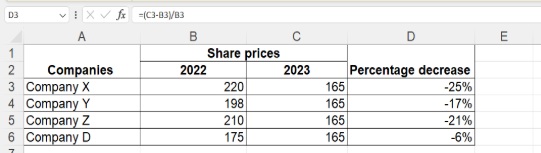 acquiring decrease percentage formula
